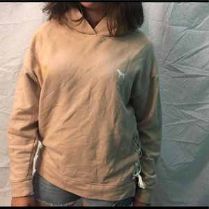 laced sides hooded pink sweatshirt